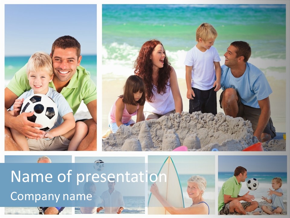 A Collage Of Photos Of A Family Playing With A Soccer Ball PowerPoint Template