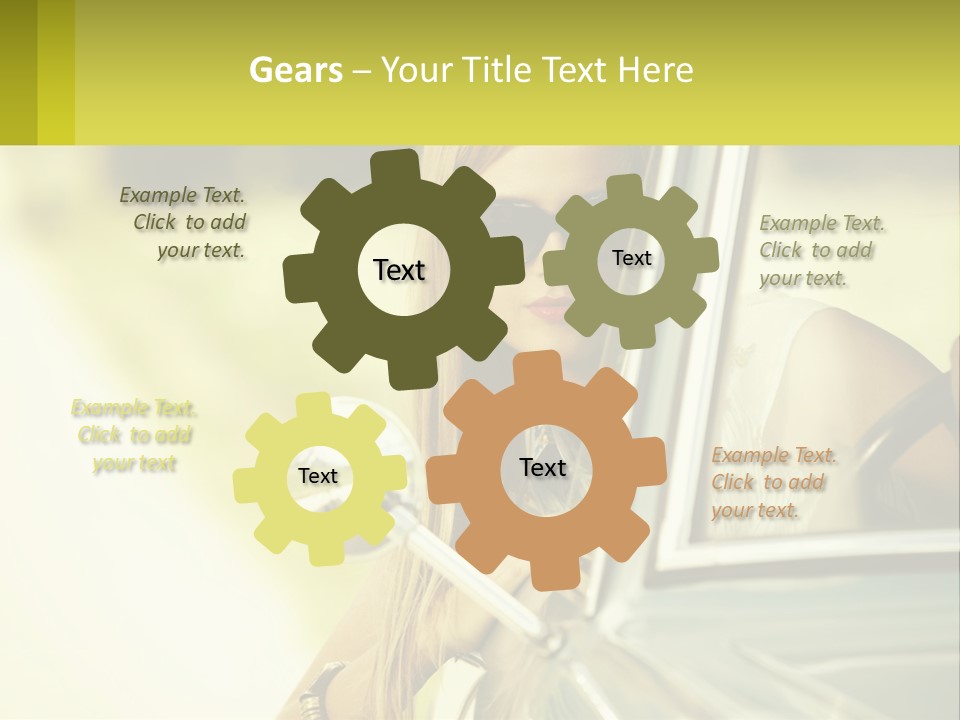 A Woman In Sunglasses Leaning Out The Window Of A Car PowerPoint Template