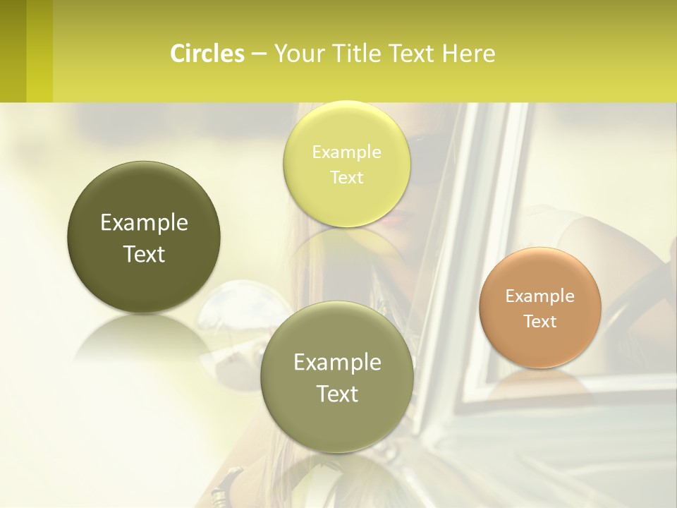 A Woman In Sunglasses Leaning Out The Window Of A Car PowerPoint Template