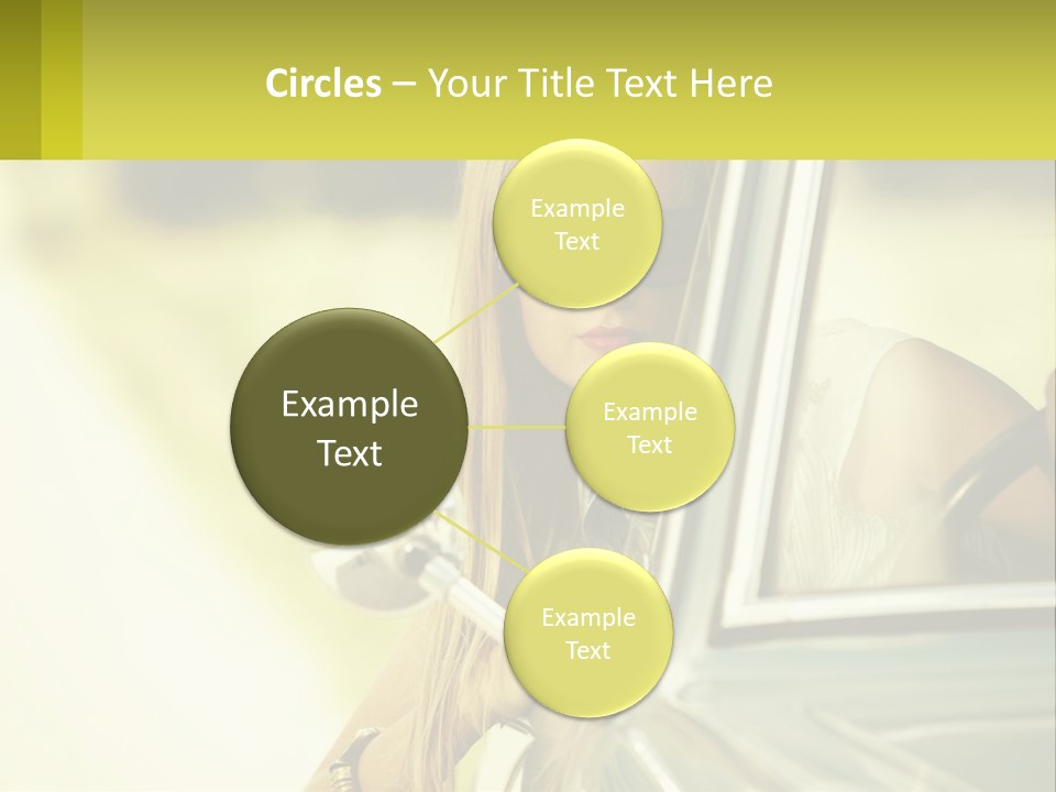 A Woman In Sunglasses Leaning Out The Window Of A Car PowerPoint Template