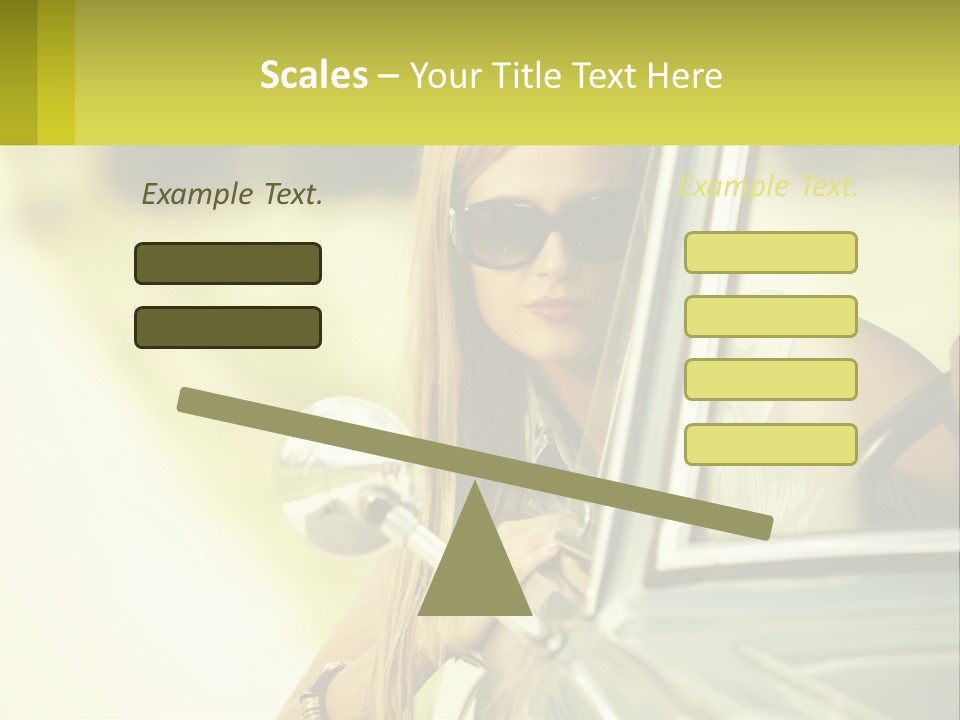 A Woman In Sunglasses Leaning Out The Window Of A Car PowerPoint Template