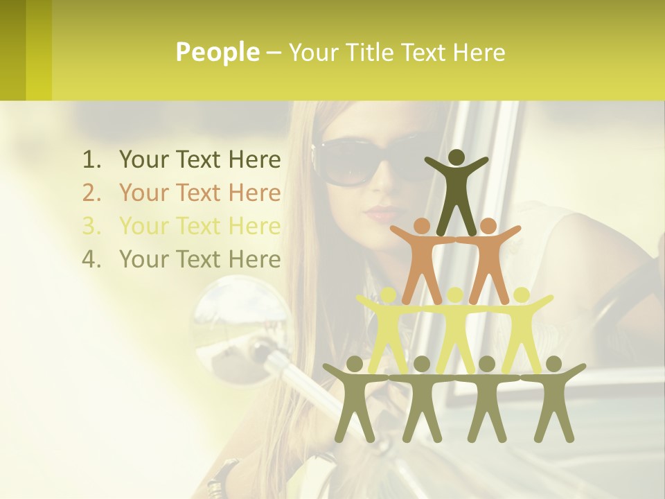 A Woman In Sunglasses Leaning Out The Window Of A Car PowerPoint Template