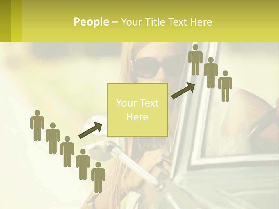 A Woman In Sunglasses Leaning Out The Window Of A Car PowerPoint Template