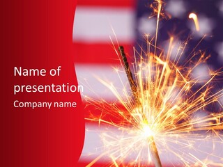 A Sparkler With An American Flag In The Background PowerPoint Template