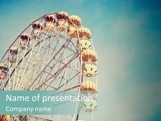 A Ferris Wheel With A Blue Sky In The Background PowerPoint Template