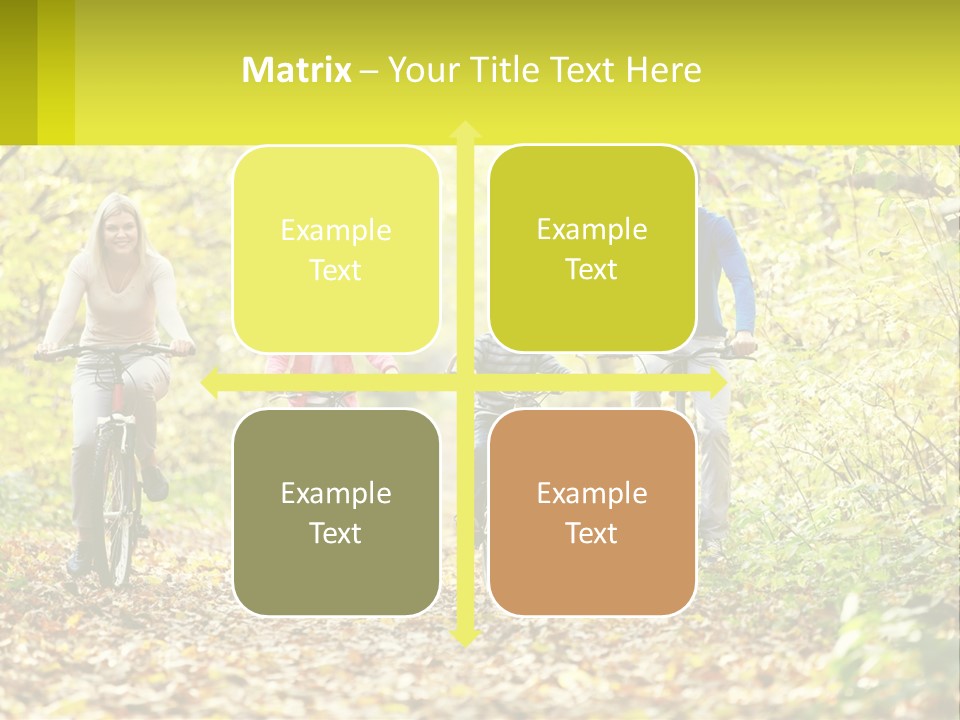 A Family Riding Bikes In The Woods On A Sunny Day PowerPoint Template