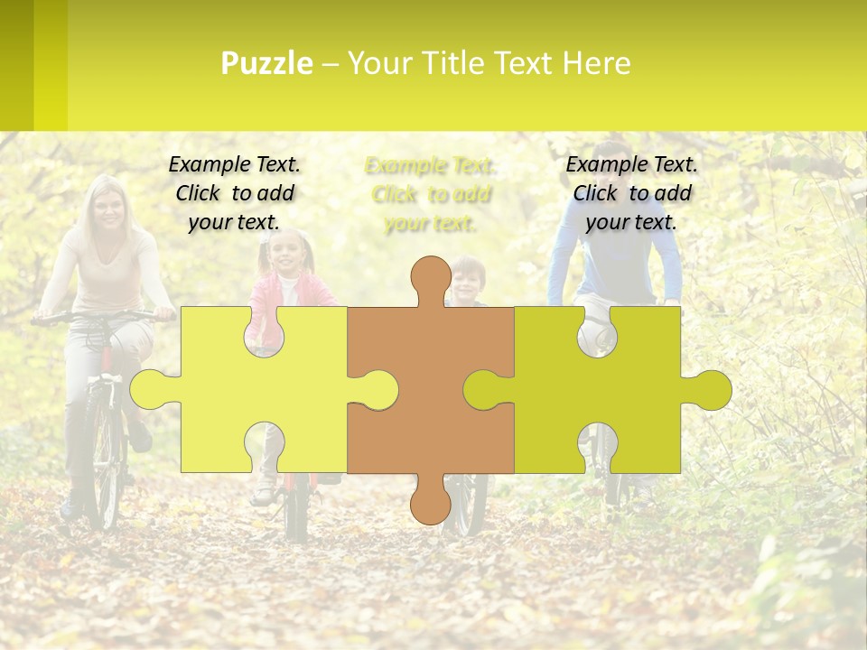 A Family Riding Bikes In The Woods On A Sunny Day PowerPoint Template