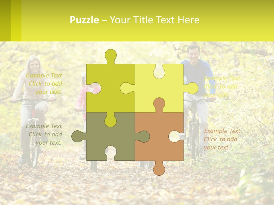 A Family Riding Bikes In The Woods On A Sunny Day PowerPoint Template