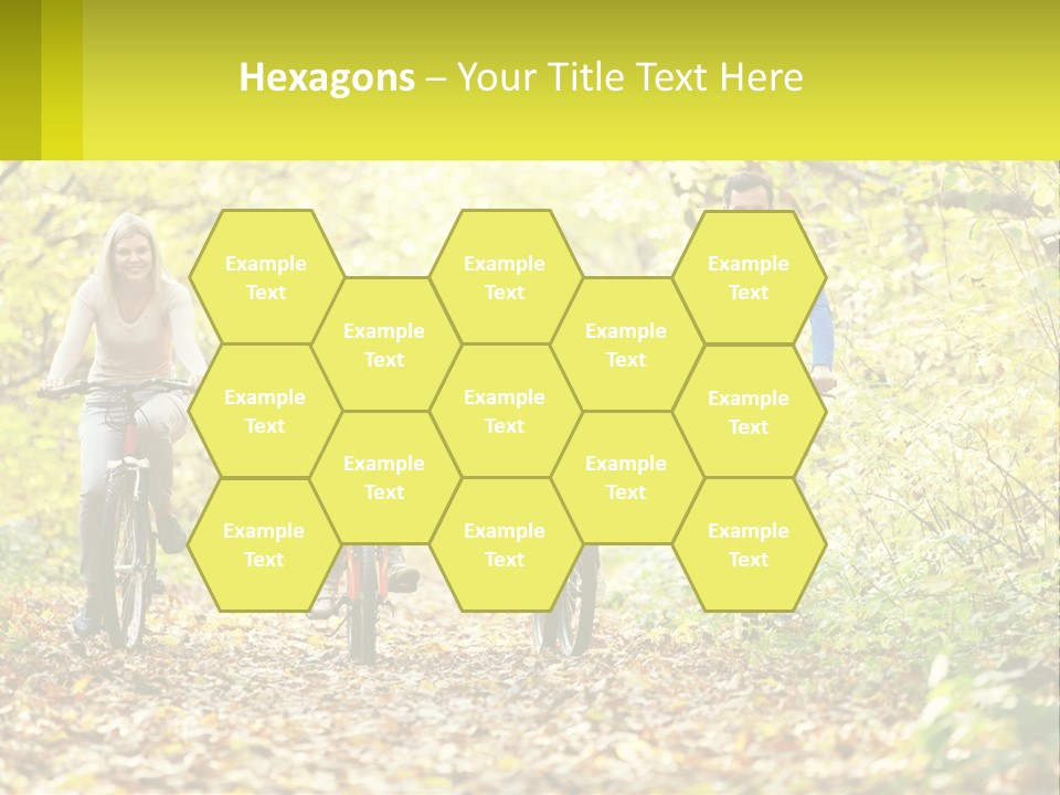 A Family Riding Bikes In The Woods On A Sunny Day PowerPoint Template