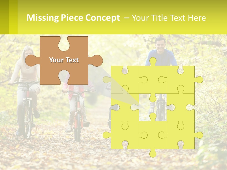 A Family Riding Bikes In The Woods On A Sunny Day PowerPoint Template