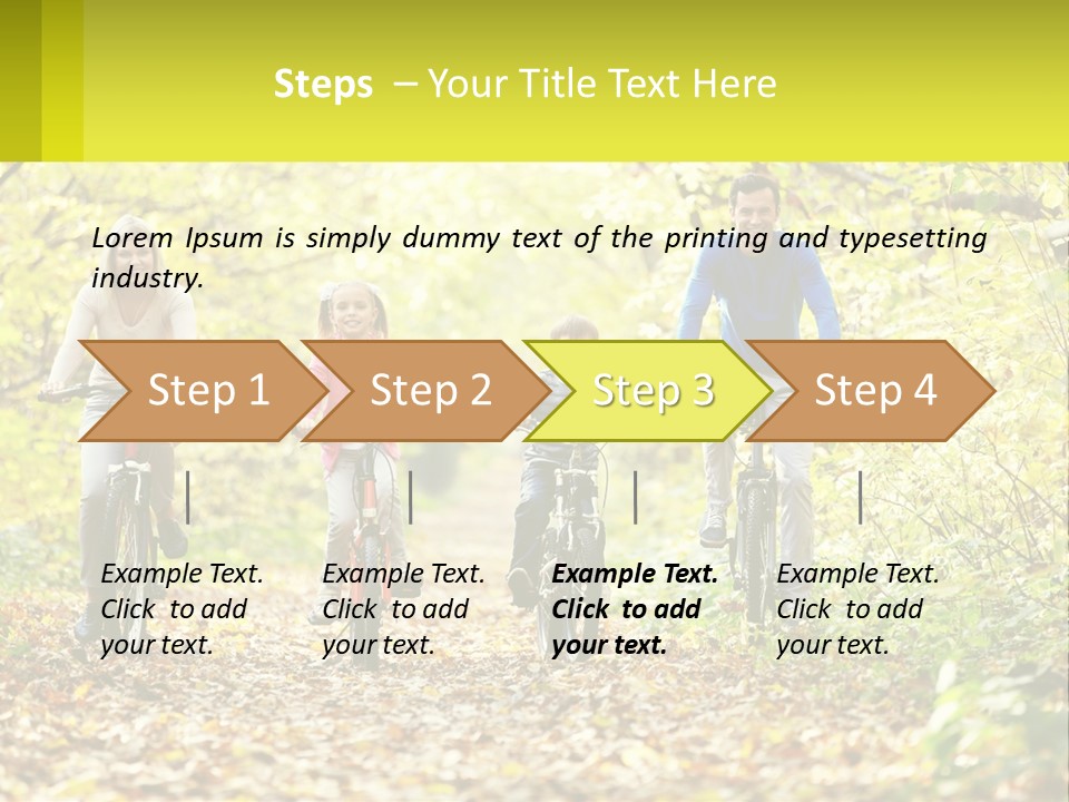 A Family Riding Bikes In The Woods On A Sunny Day PowerPoint Template
