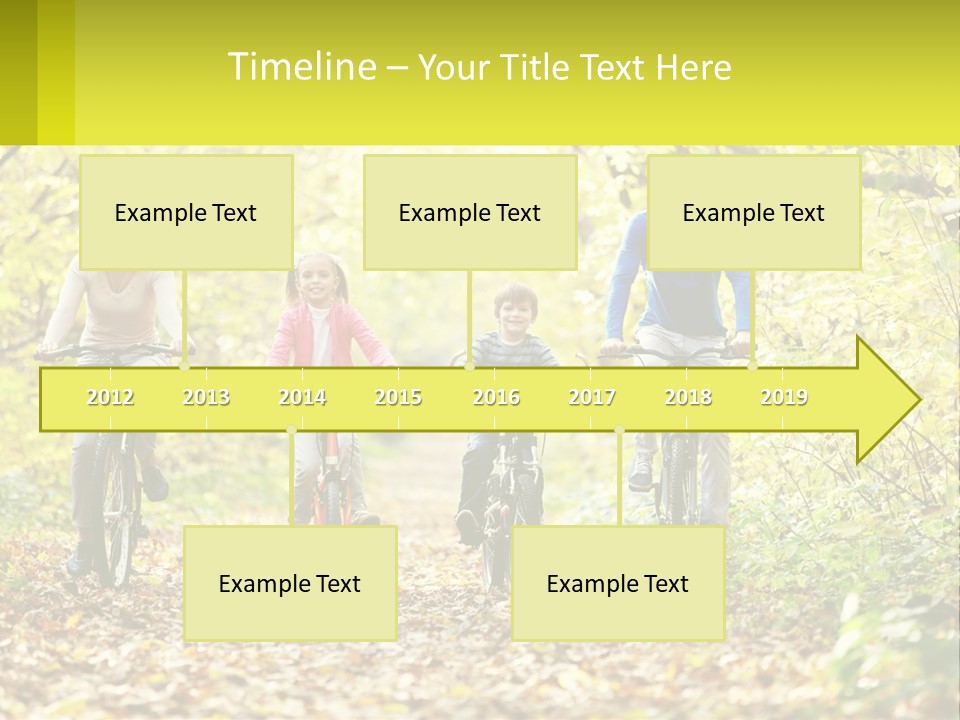 A Family Riding Bikes In The Woods On A Sunny Day PowerPoint Template