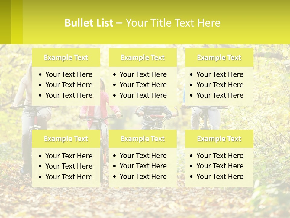 A Family Riding Bikes In The Woods On A Sunny Day PowerPoint Template