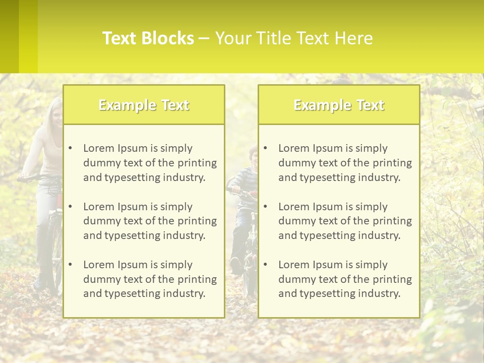 A Family Riding Bikes In The Woods On A Sunny Day PowerPoint Template