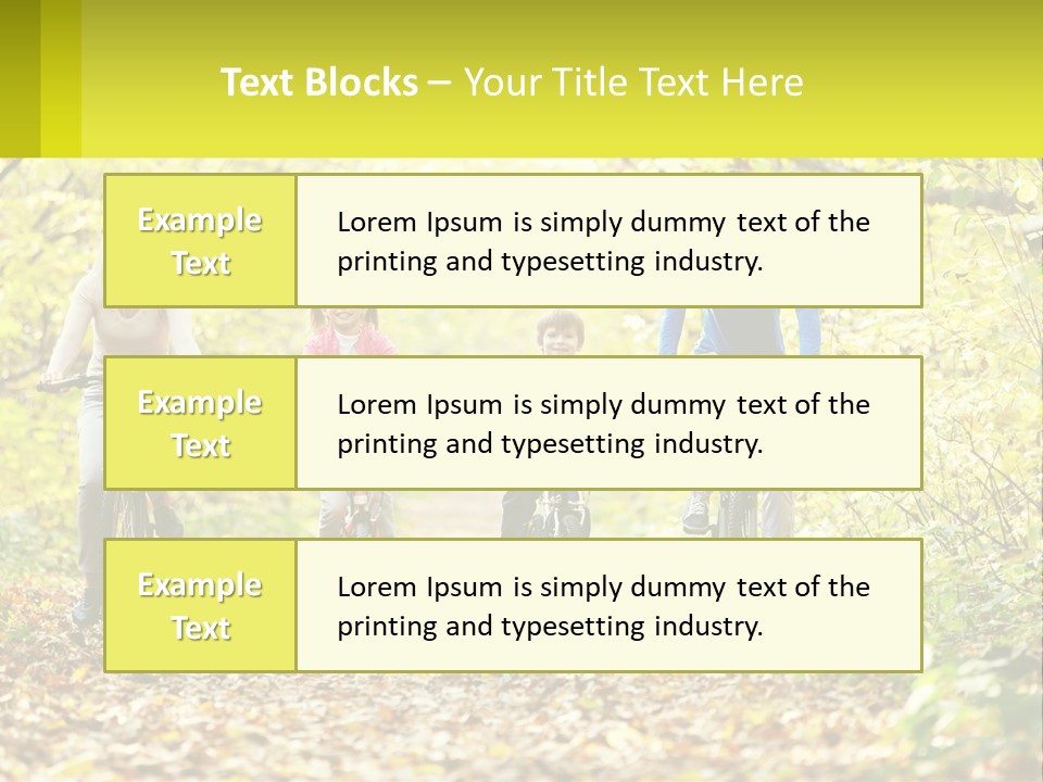 A Family Riding Bikes In The Woods On A Sunny Day PowerPoint Template