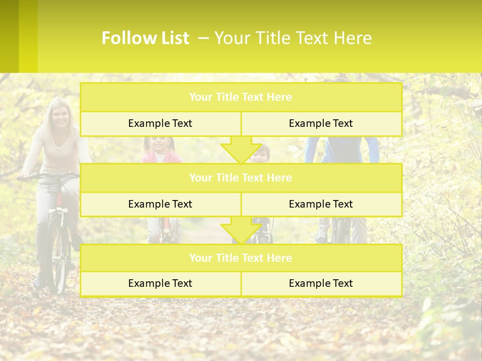 A Family Riding Bikes In The Woods On A Sunny Day PowerPoint Template