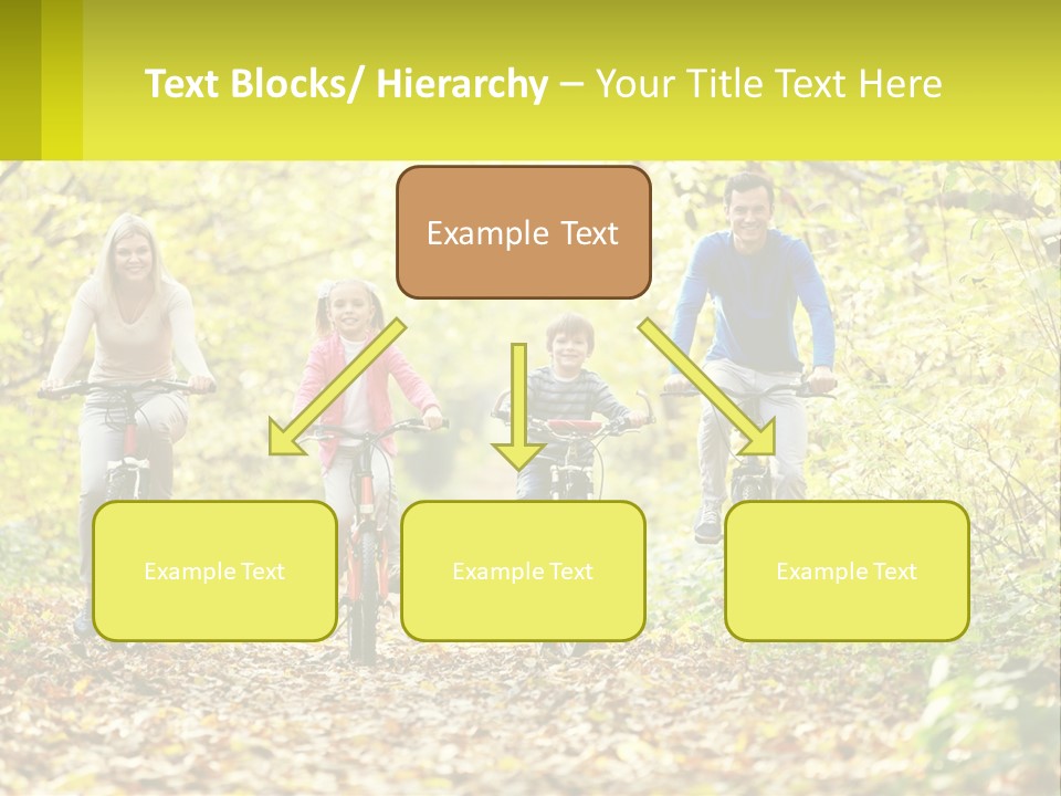 A Family Riding Bikes In The Woods On A Sunny Day PowerPoint Template