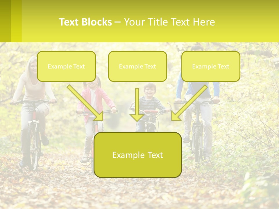A Family Riding Bikes In The Woods On A Sunny Day PowerPoint Template