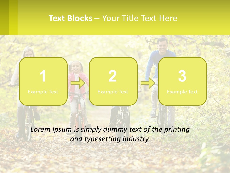 A Family Riding Bikes In The Woods On A Sunny Day PowerPoint Template