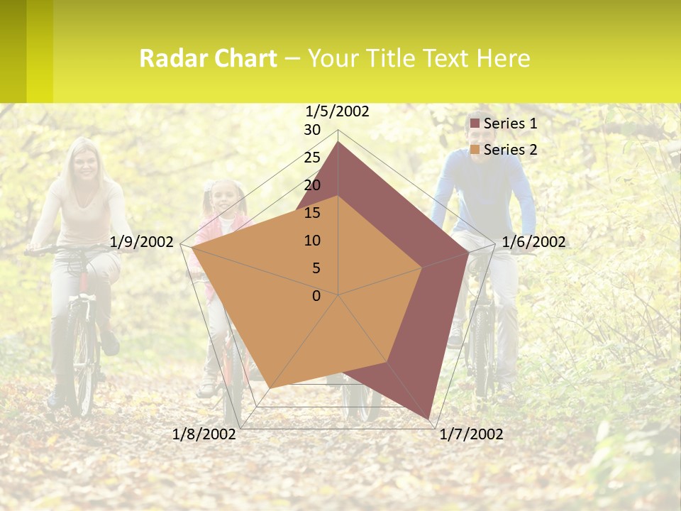 A Family Riding Bikes In The Woods On A Sunny Day PowerPoint Template