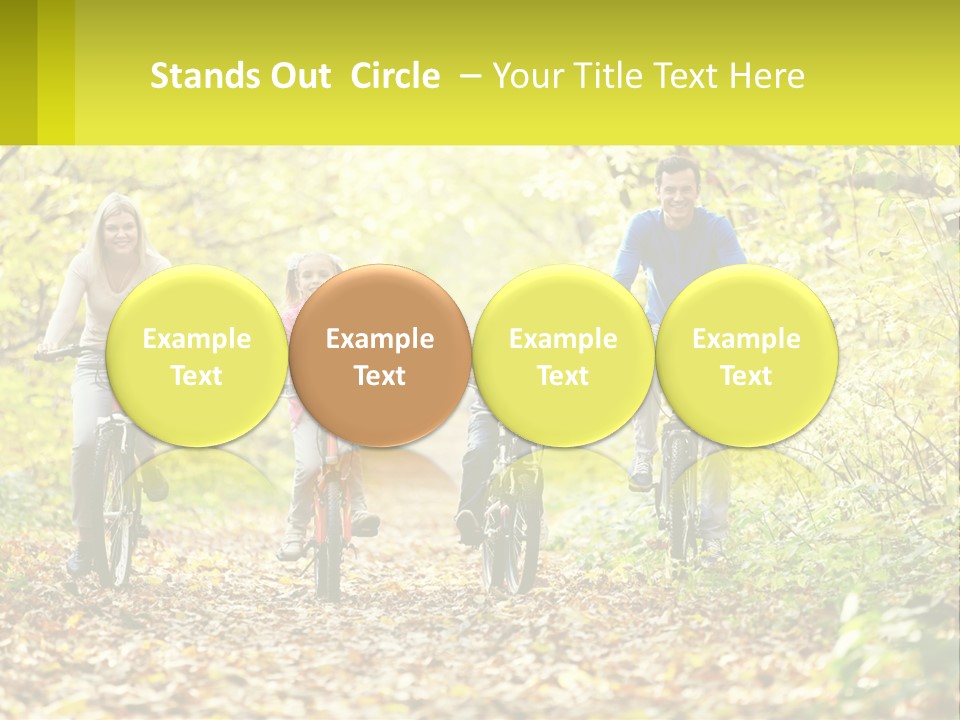 A Family Riding Bikes In The Woods On A Sunny Day PowerPoint Template