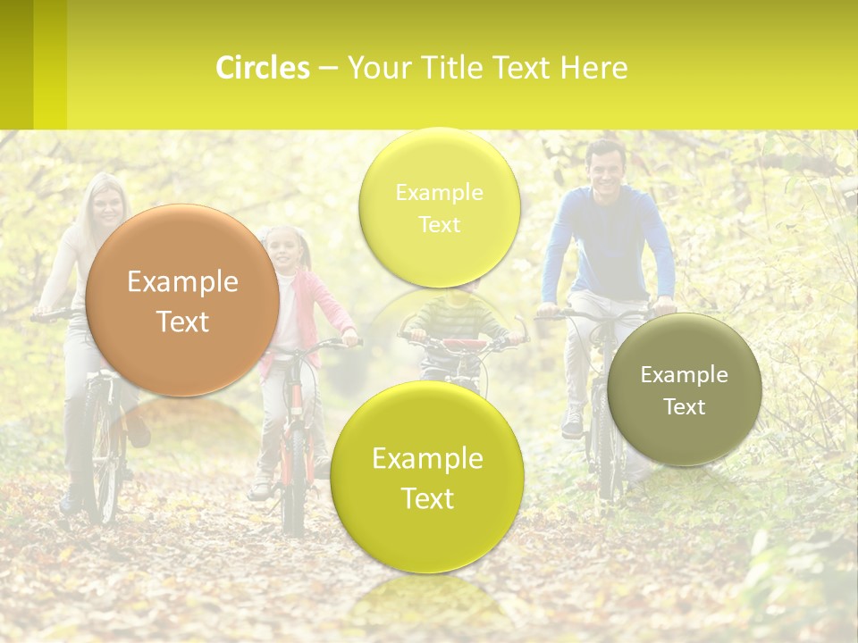 A Family Riding Bikes In The Woods On A Sunny Day PowerPoint Template