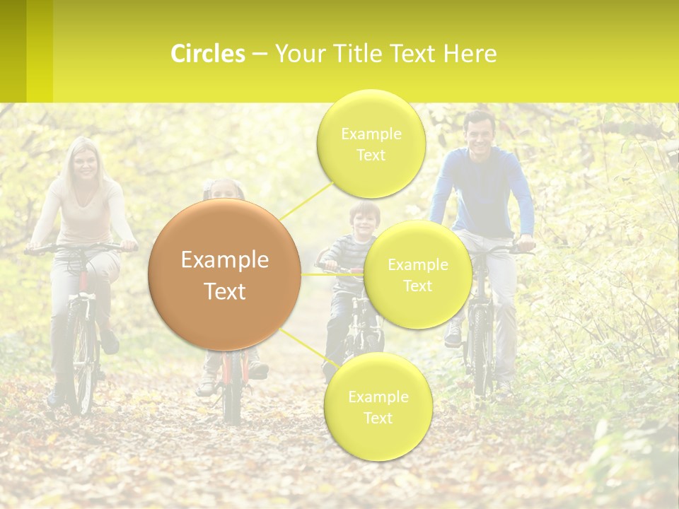 A Family Riding Bikes In The Woods On A Sunny Day PowerPoint Template