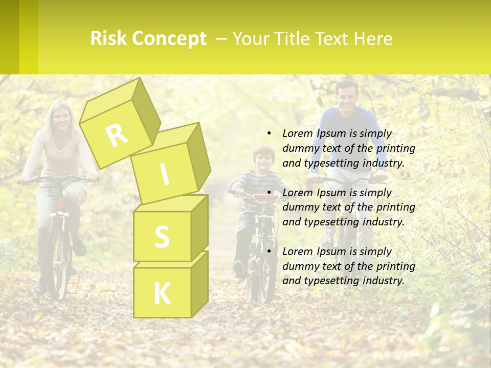 A Family Riding Bikes In The Woods On A Sunny Day PowerPoint Template