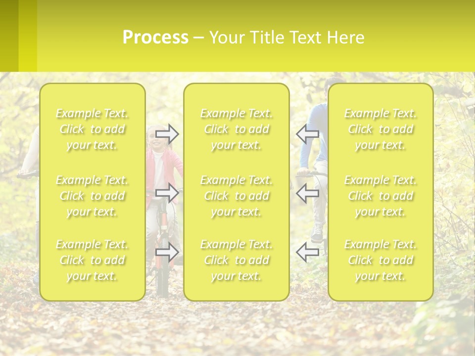 A Family Riding Bikes In The Woods On A Sunny Day PowerPoint Template