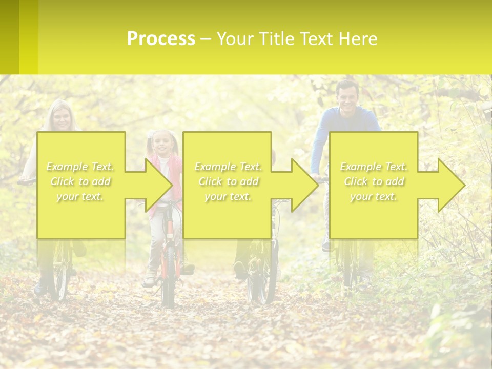 A Family Riding Bikes In The Woods On A Sunny Day PowerPoint Template