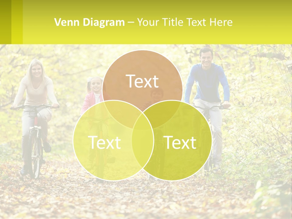 A Family Riding Bikes In The Woods On A Sunny Day PowerPoint Template