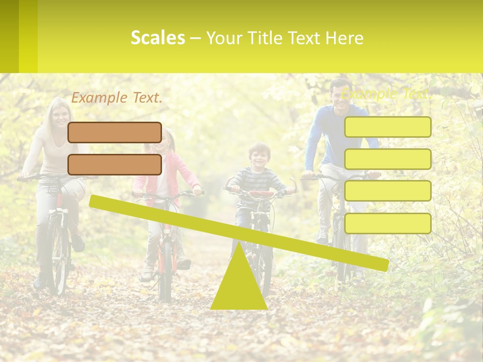 A Family Riding Bikes In The Woods On A Sunny Day PowerPoint Template