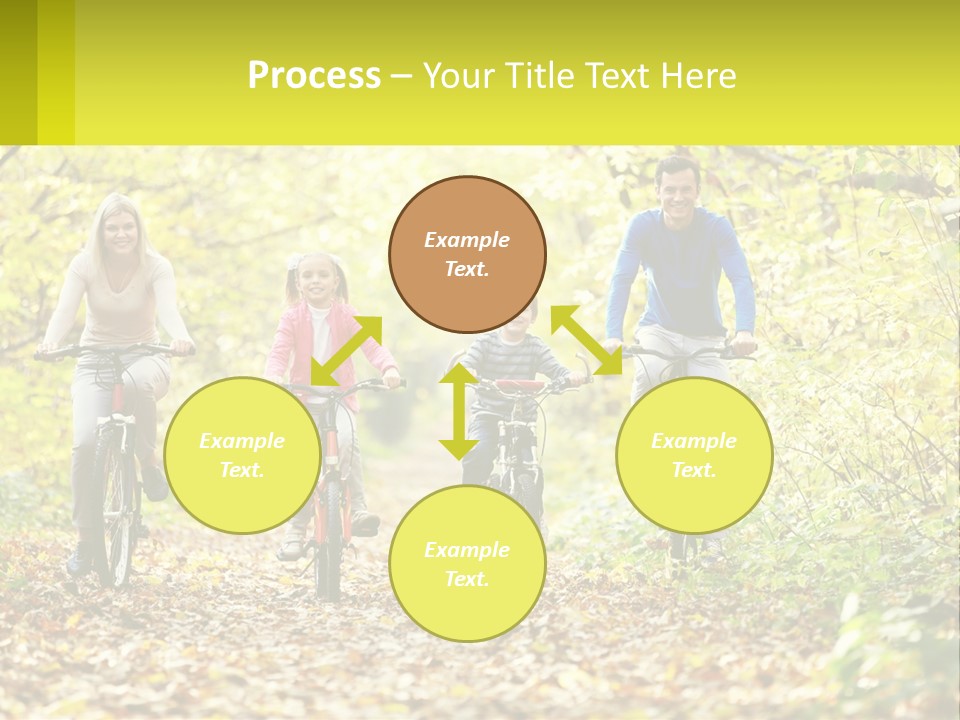 A Family Riding Bikes In The Woods On A Sunny Day PowerPoint Template