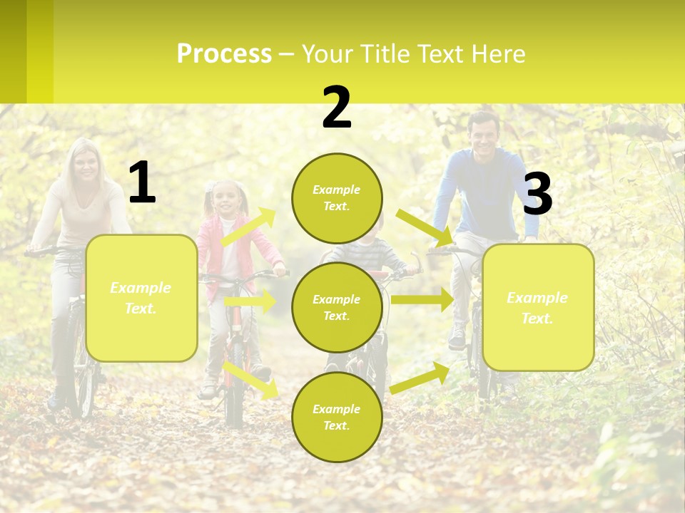 A Family Riding Bikes In The Woods On A Sunny Day PowerPoint Template
