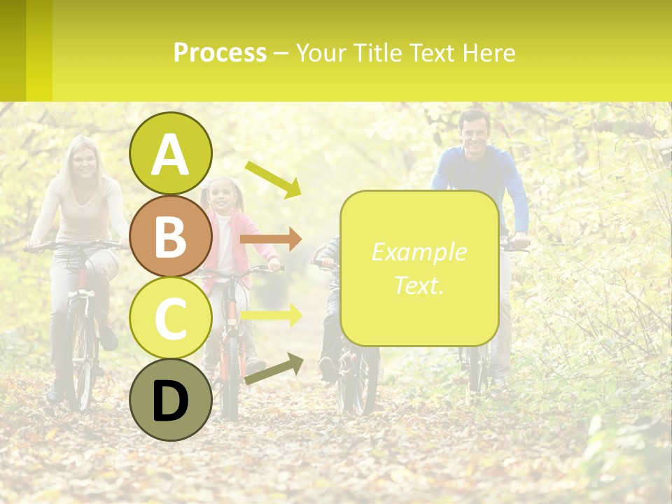 A Family Riding Bikes In The Woods On A Sunny Day PowerPoint Template