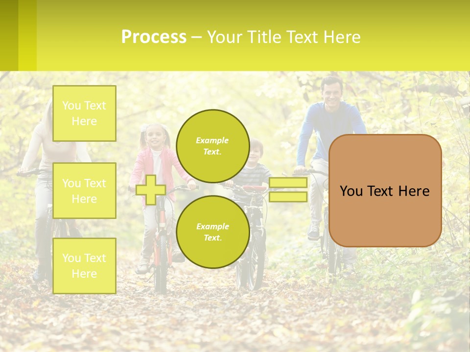 A Family Riding Bikes In The Woods On A Sunny Day PowerPoint Template