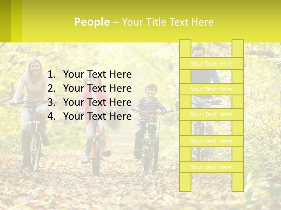 A Family Riding Bikes In The Woods On A Sunny Day PowerPoint Template