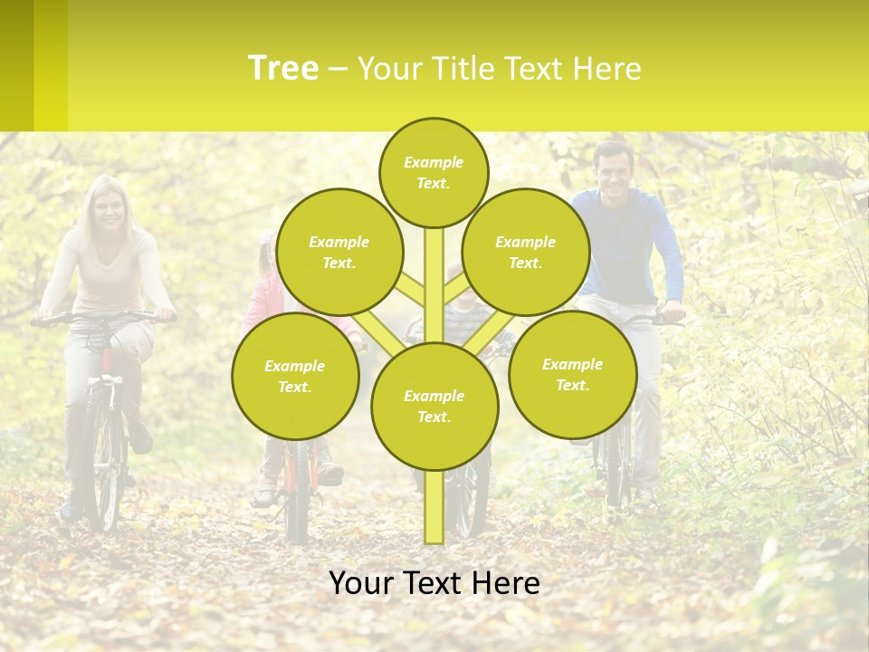 A Family Riding Bikes In The Woods On A Sunny Day PowerPoint Template