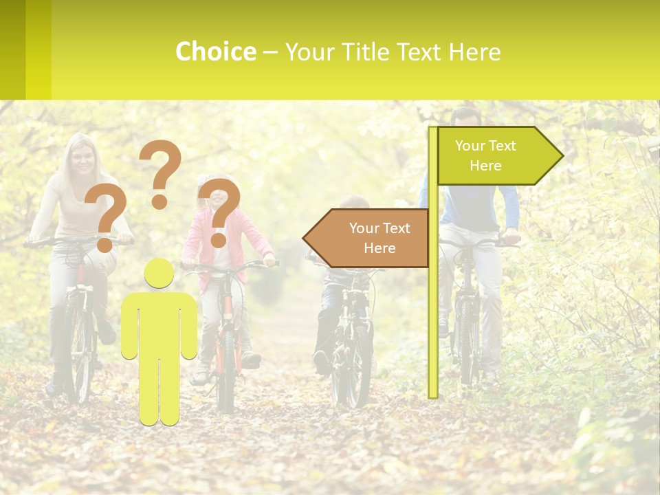 A Family Riding Bikes In The Woods On A Sunny Day PowerPoint Template