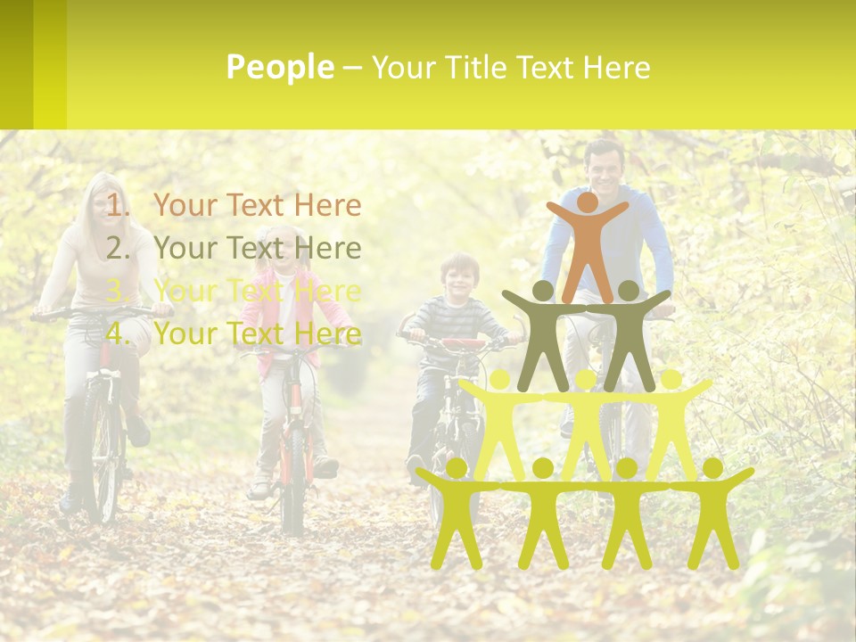 A Family Riding Bikes In The Woods On A Sunny Day PowerPoint Template
