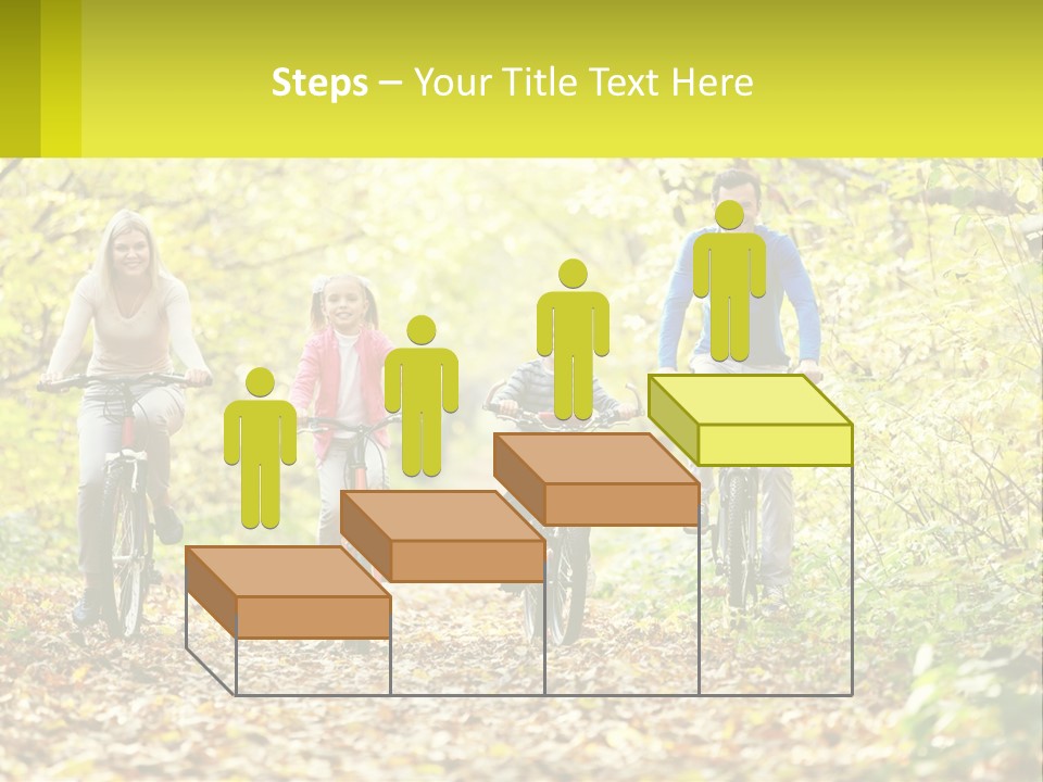 A Family Riding Bikes In The Woods On A Sunny Day PowerPoint Template