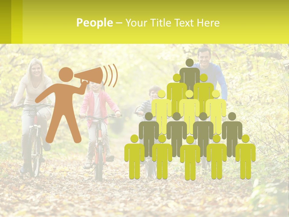 A Family Riding Bikes In The Woods On A Sunny Day PowerPoint Template