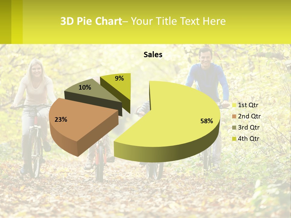 A Family Riding Bikes In The Woods On A Sunny Day PowerPoint Template