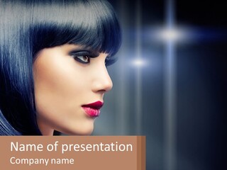 A Woman With Black Hair And Red Lipstick PowerPoint Template