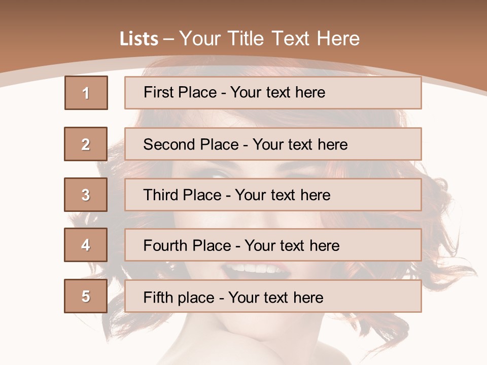 A Woman With Red Hair Is Smiling For The Camera PowerPoint Template