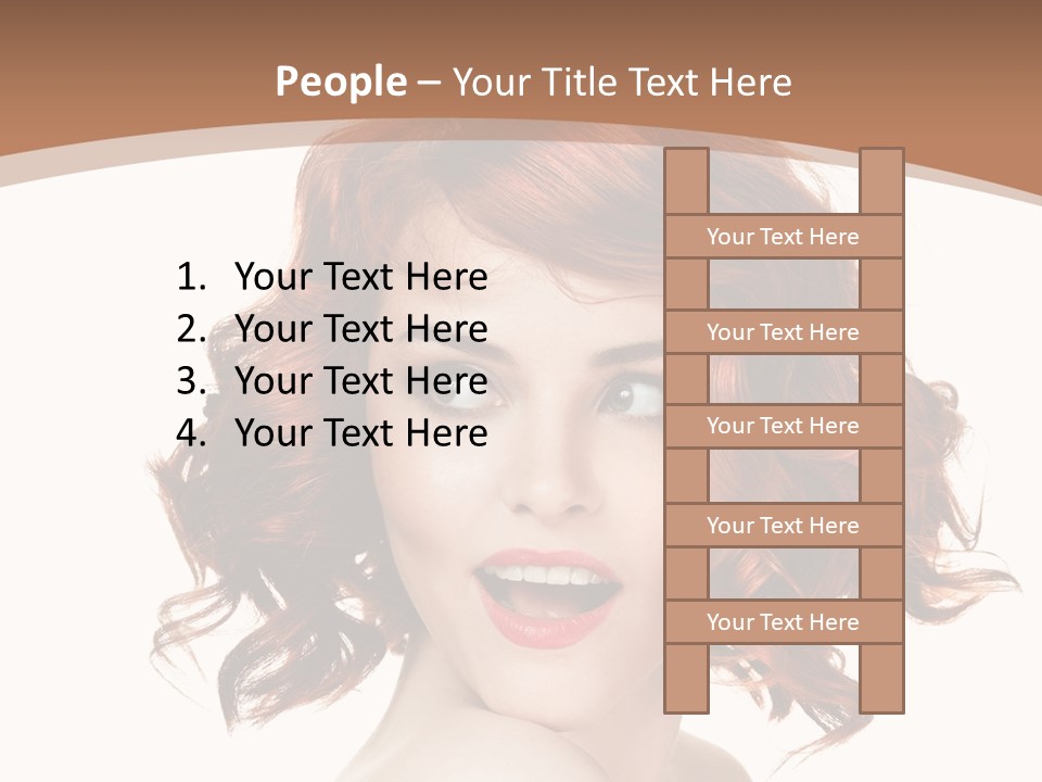 A Woman With Red Hair Is Smiling For The Camera PowerPoint Template