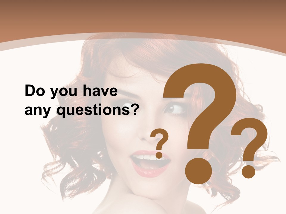 A Woman With Red Hair Is Smiling For The Camera PowerPoint Template