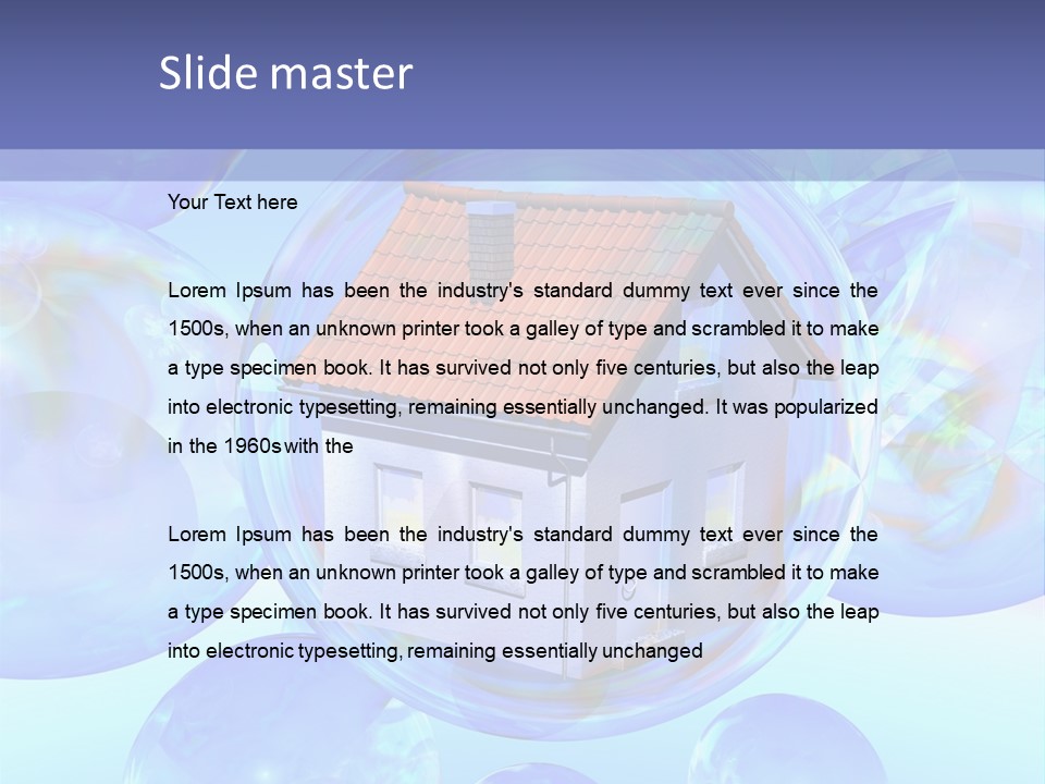 A House Surrounded By Bubbles With A Blue Sky In The Background PowerPoint Template