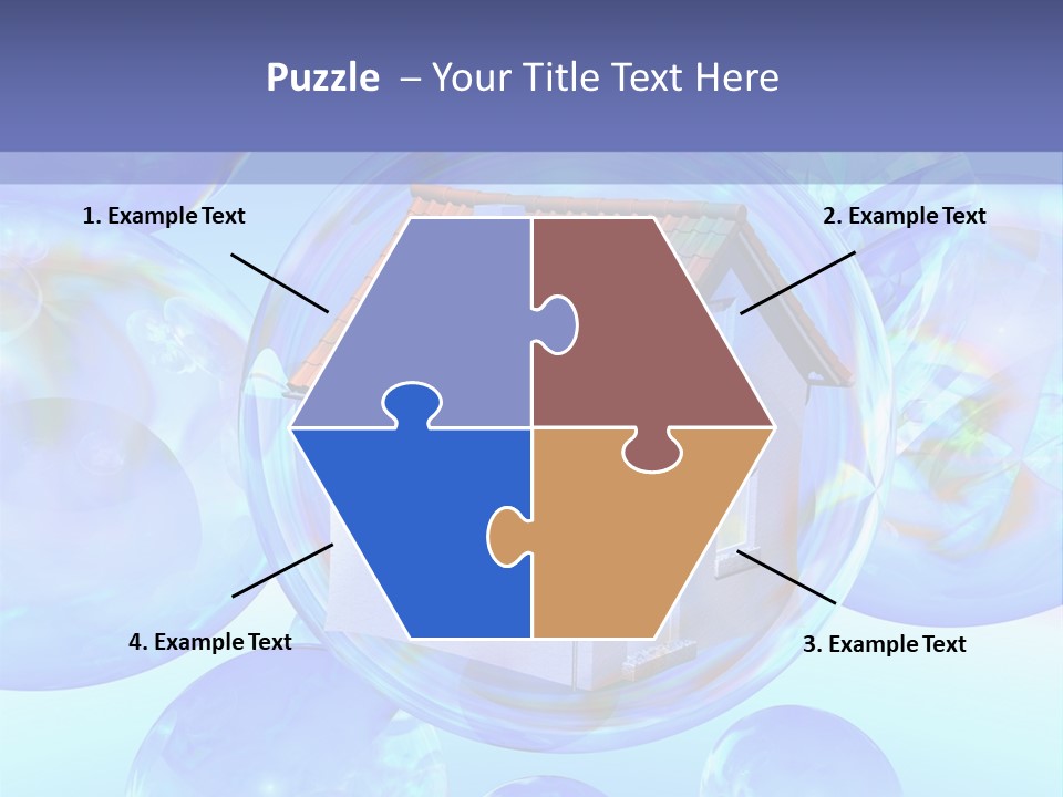 A House Surrounded By Bubbles With A Blue Sky In The Background PowerPoint Template