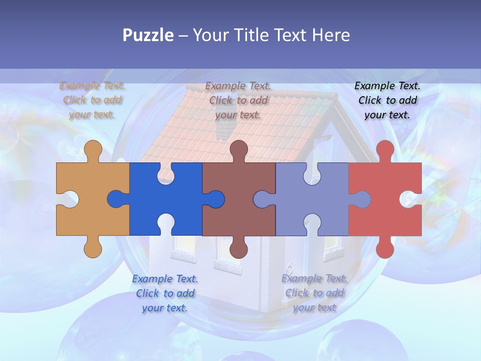 A House Surrounded By Bubbles With A Blue Sky In The Background PowerPoint Template